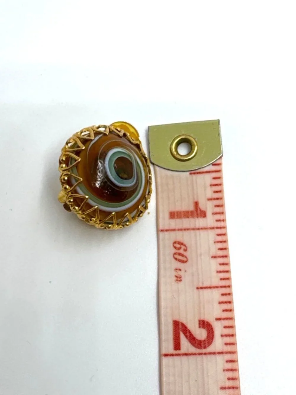 Vintage Miriam Haskell Art Glass Clip-On Earrings Gold Tone Filigree Collectible